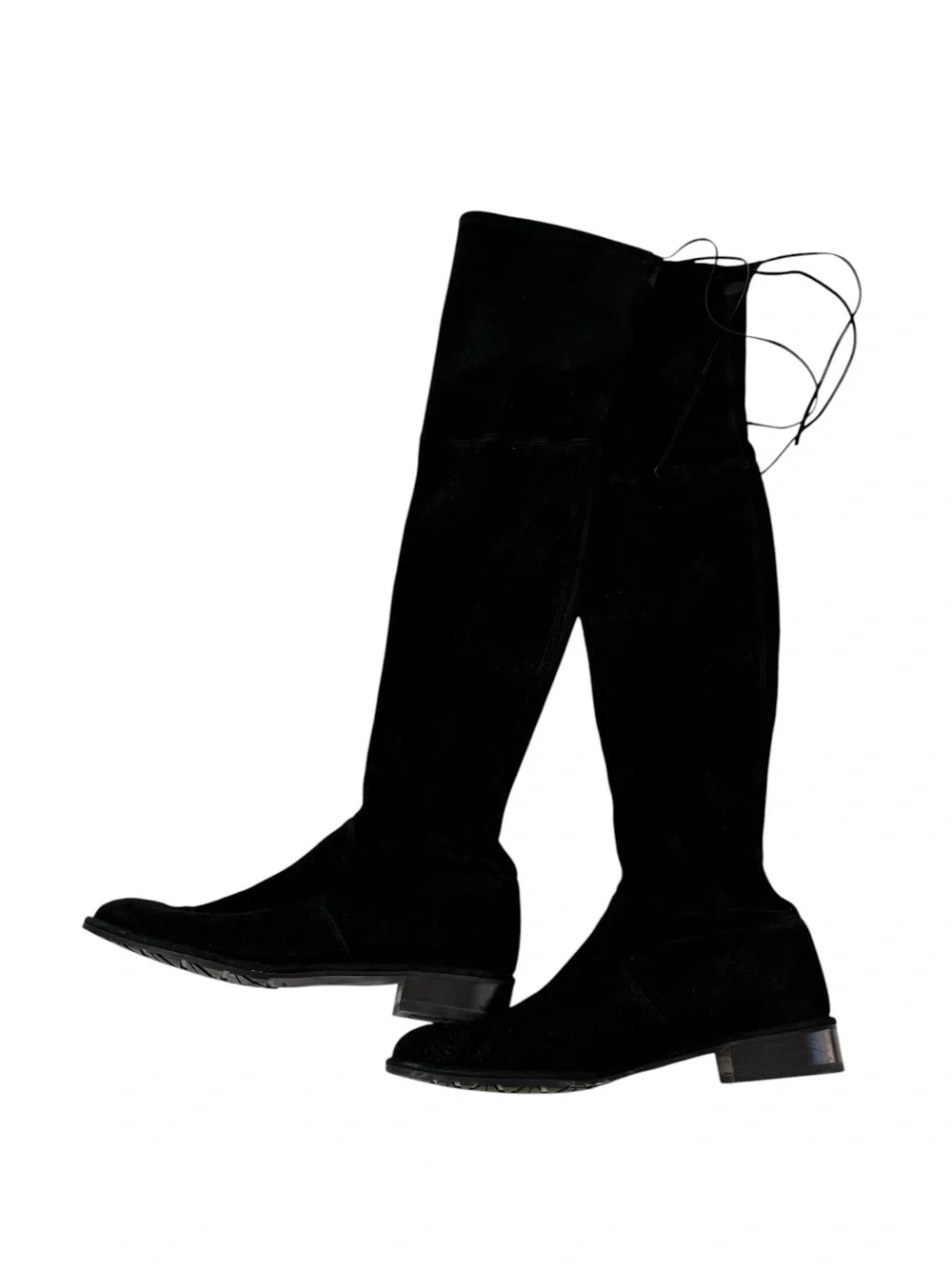 STUART WEITZMAN Suede Lowland over-the-knee Low Heel Boots Black Size 9.5